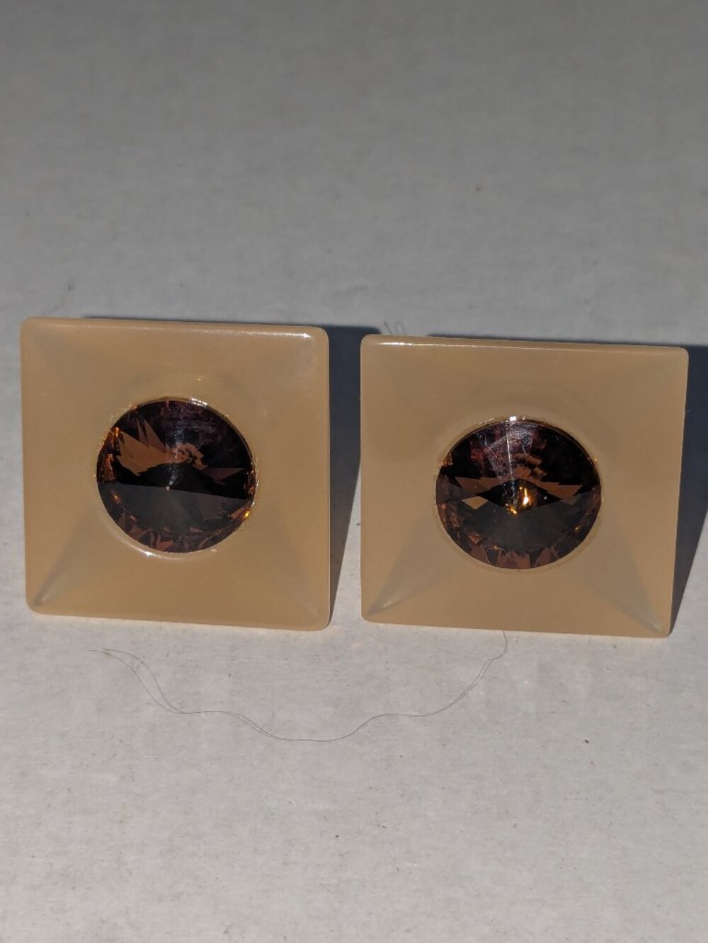 JEWELMINT Rivoli Stone & Resin Square Clip On Earrings